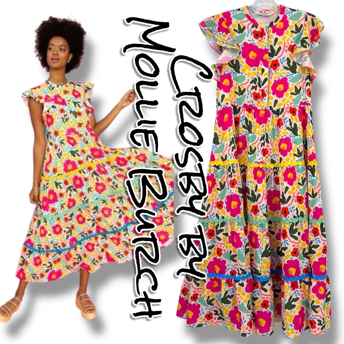 Crosby By Mollie Burch Pink Napa Maxi Dress Monet’s Garden Floral Xs Spring